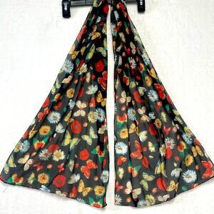 The Art of the Scarf Tie Rack Multicolored Black Red Yellow Blue Butterfly Scarf